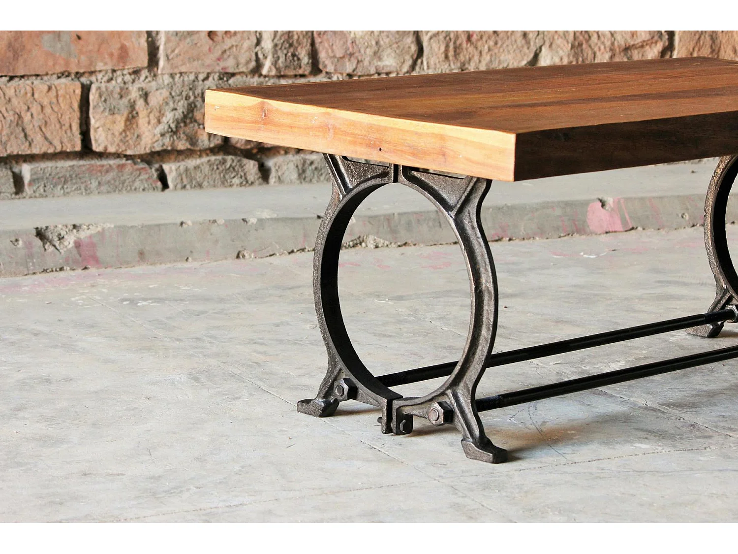 Table basse industrielle vintage bois recyclé LEEDS