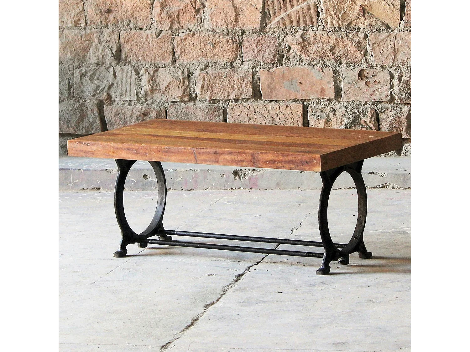 Table basse industrielle vintage bois recyclé LEEDS