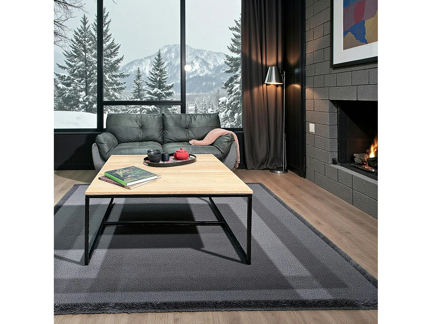 Table basse carrée en chêne massif blanc 100 X 100 PALERME