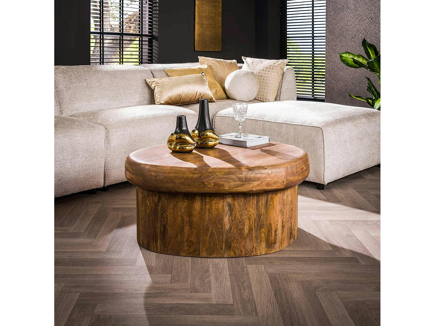 Table basse organique en bois de manguier plateau épais DELHI