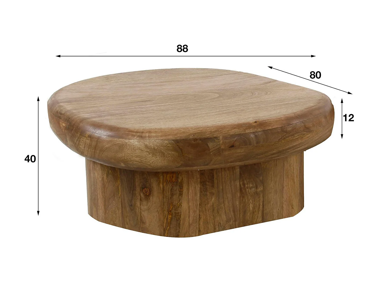 Table basse organique en bois de manguier plateau épais DELHI