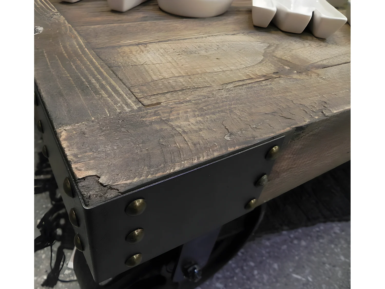 Table basse industrielle roulettes LANDAISE