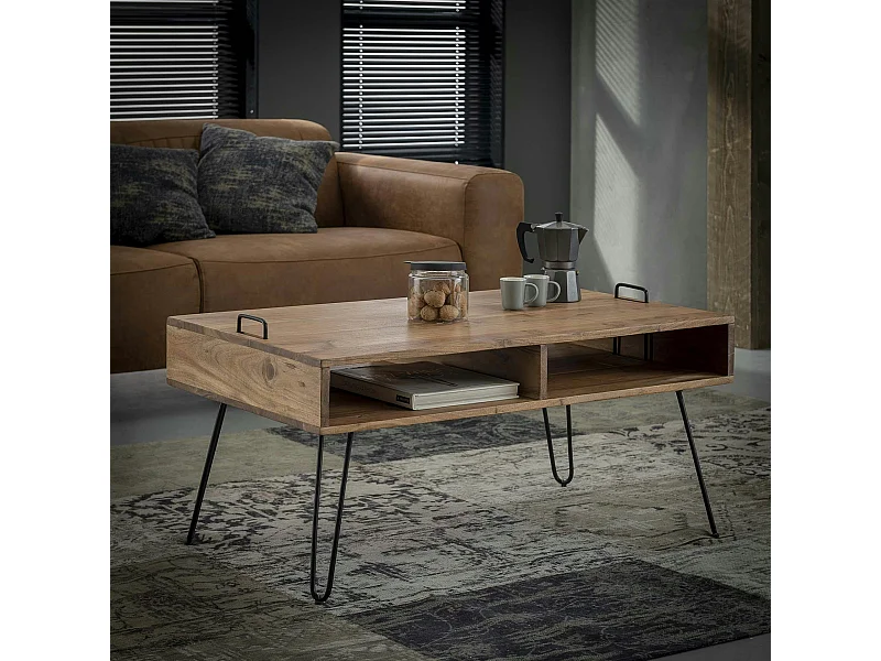 Table basse scandinave bois massif 100 cm MELBOURNE