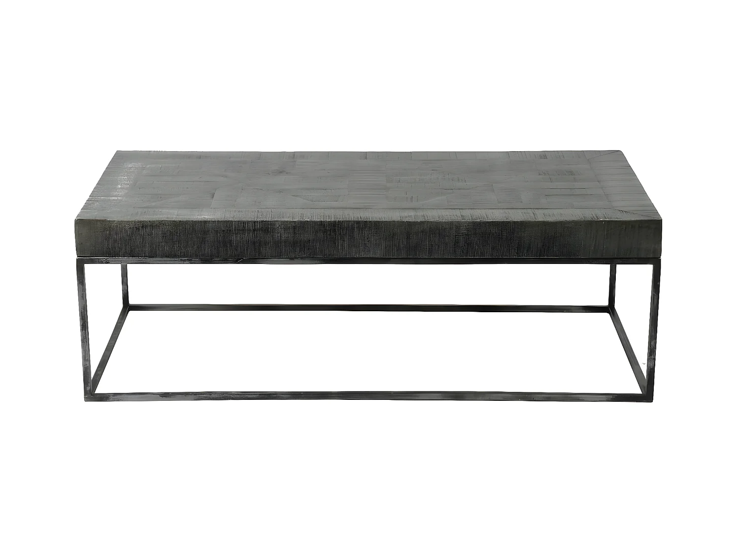 Table basse grise bois massif 120 cm LUCKNOW