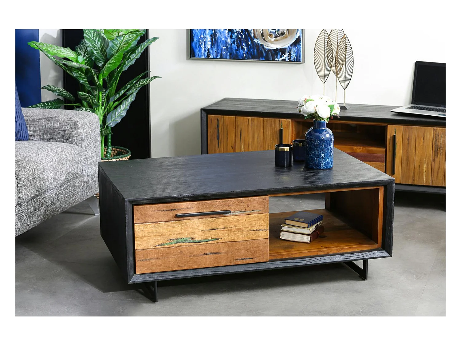 Table basse bois recyclé de bateau PHOENIX