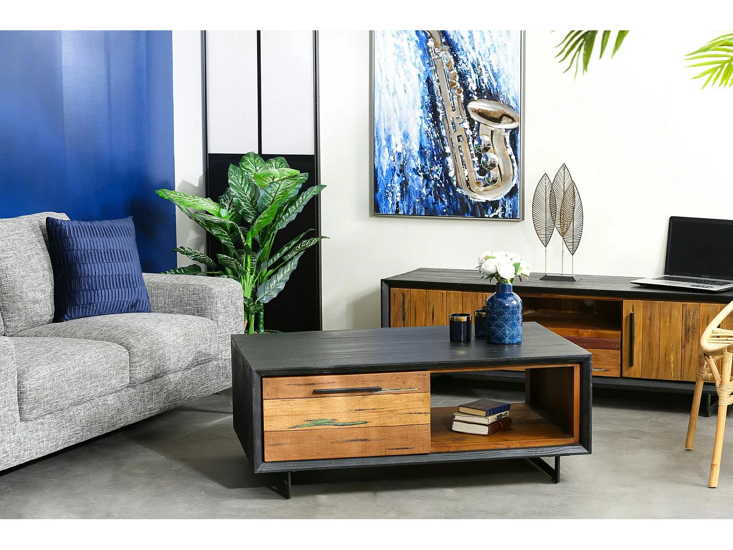 Table basse bois recyclé de bateau PHOENIX