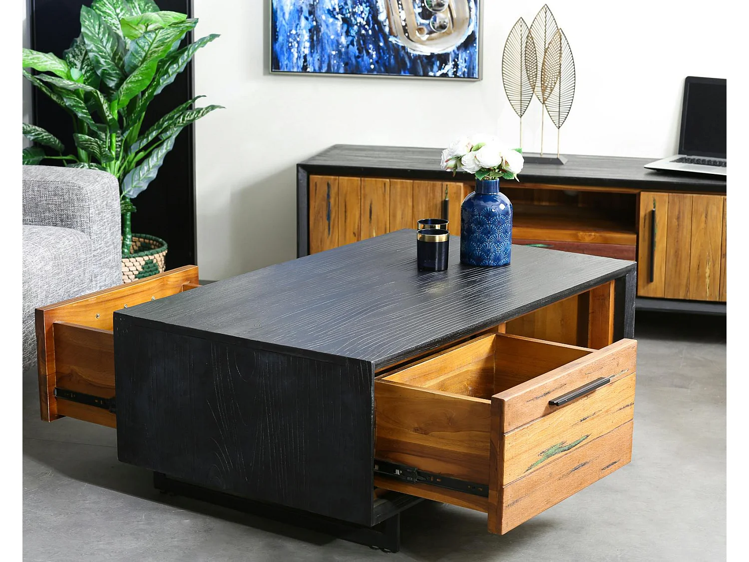 Table basse bois recyclé de bateau PHOENIX