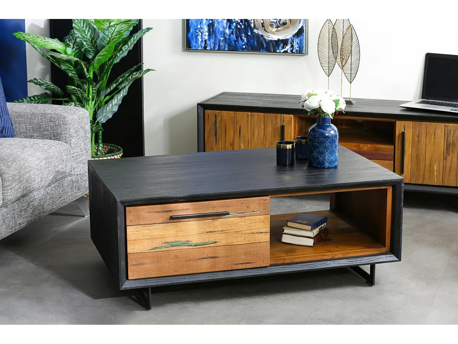 Table basse bois recyclé de bateau PHOENIX