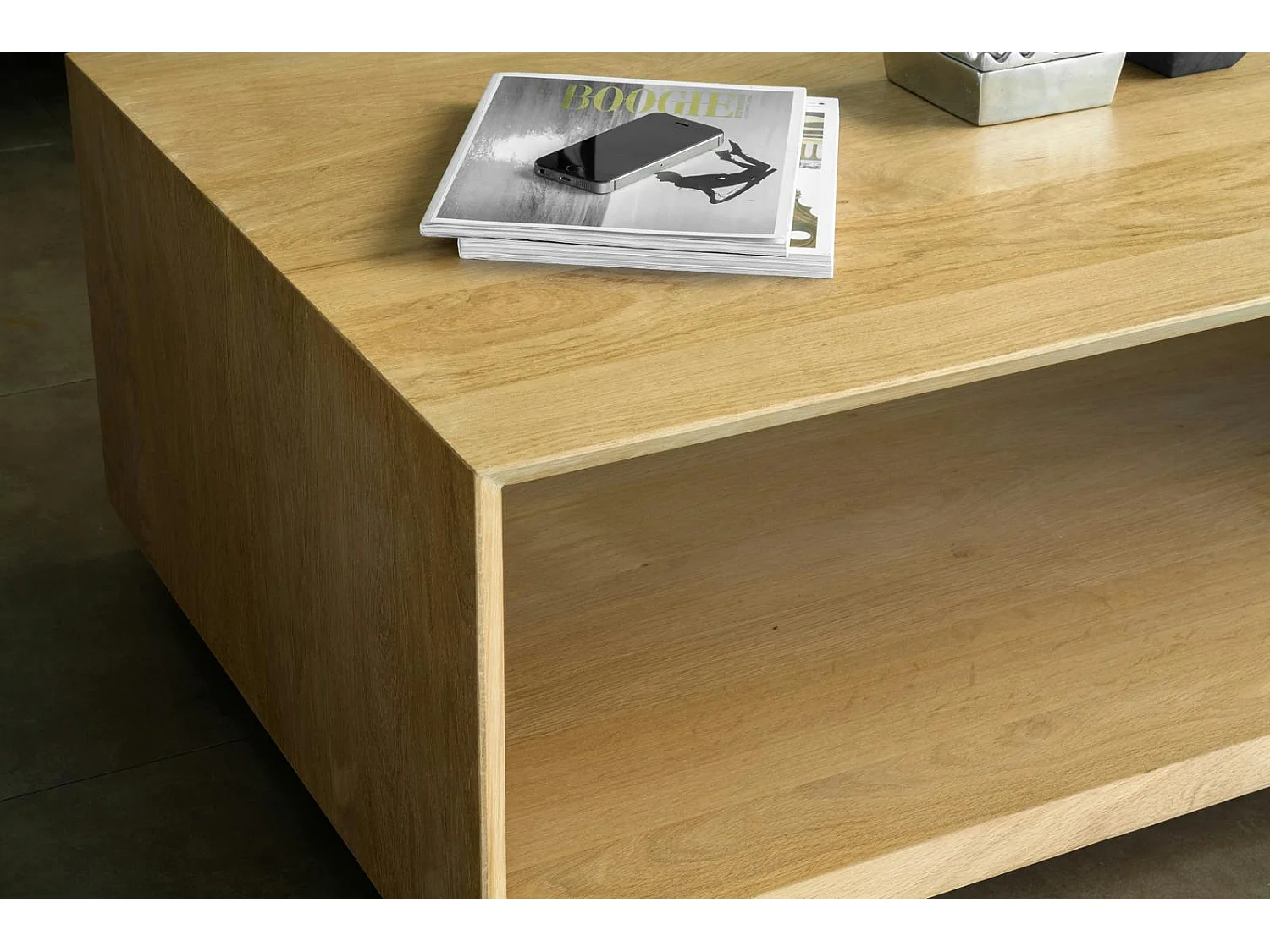 Table basse en Chêne massif naturel double plateaux 120x70x40cm KUBICO