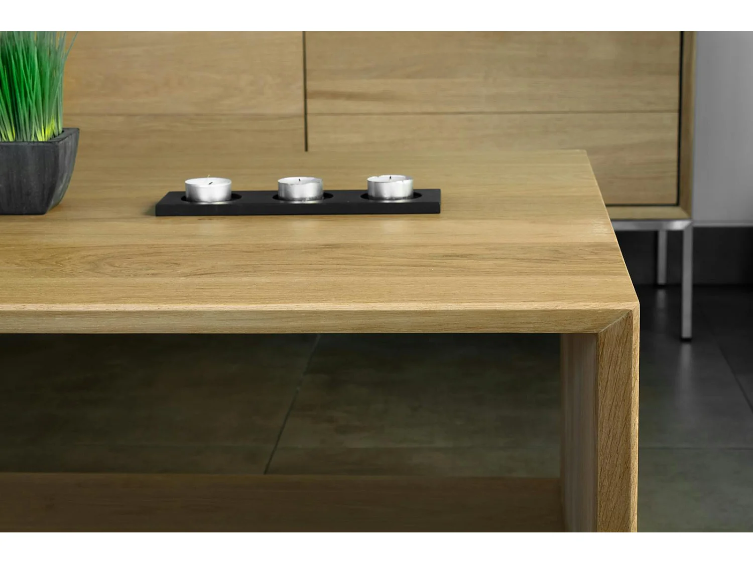 Table basse en Chêne massif naturel double plateaux 120x70x40cm KUBICO