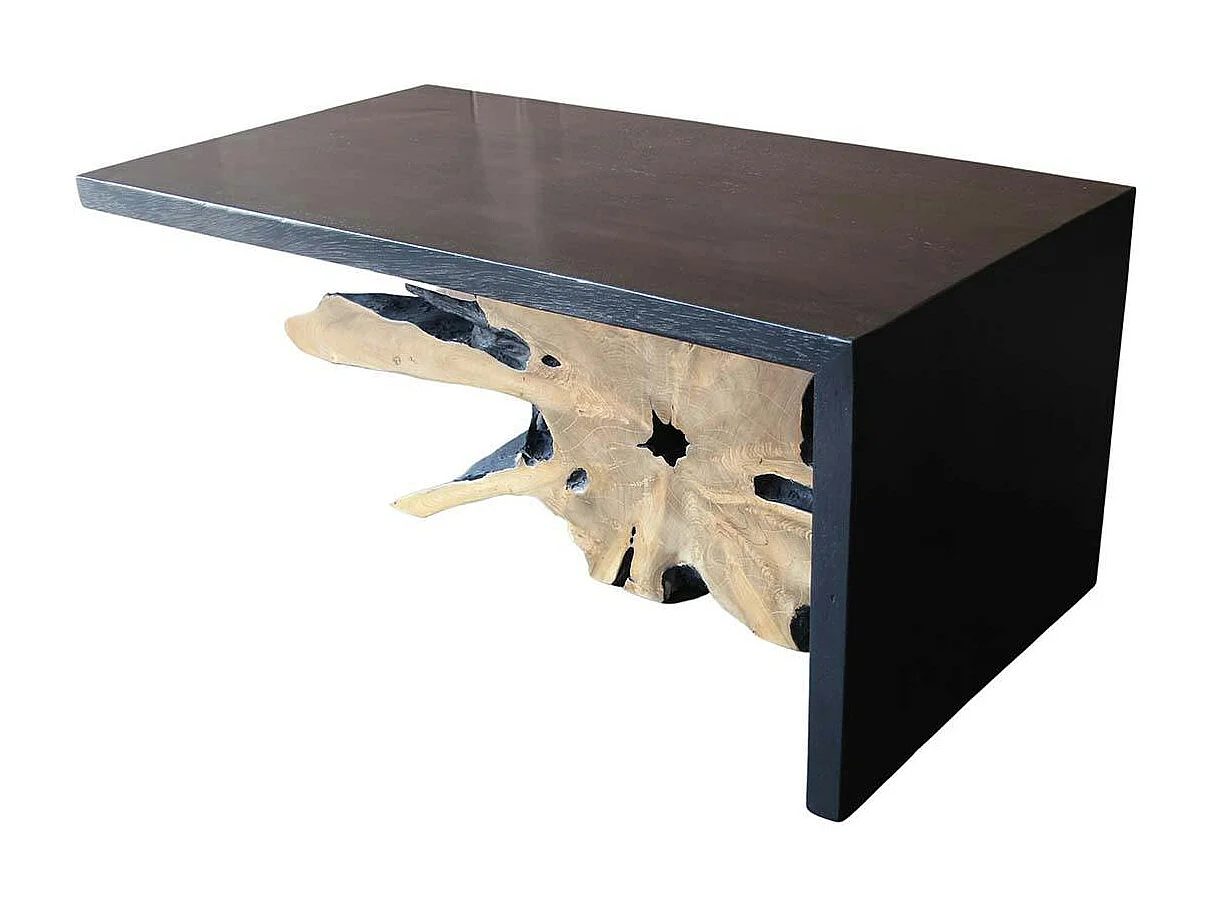 Table basse racine de teck contour bois noir ARIZONA