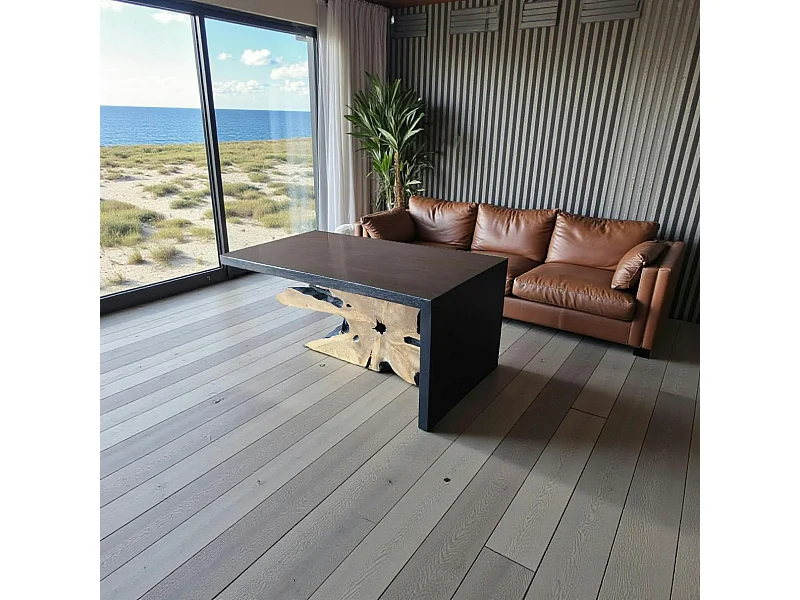 Table basse racine de teck contour bois noir ARIZONA