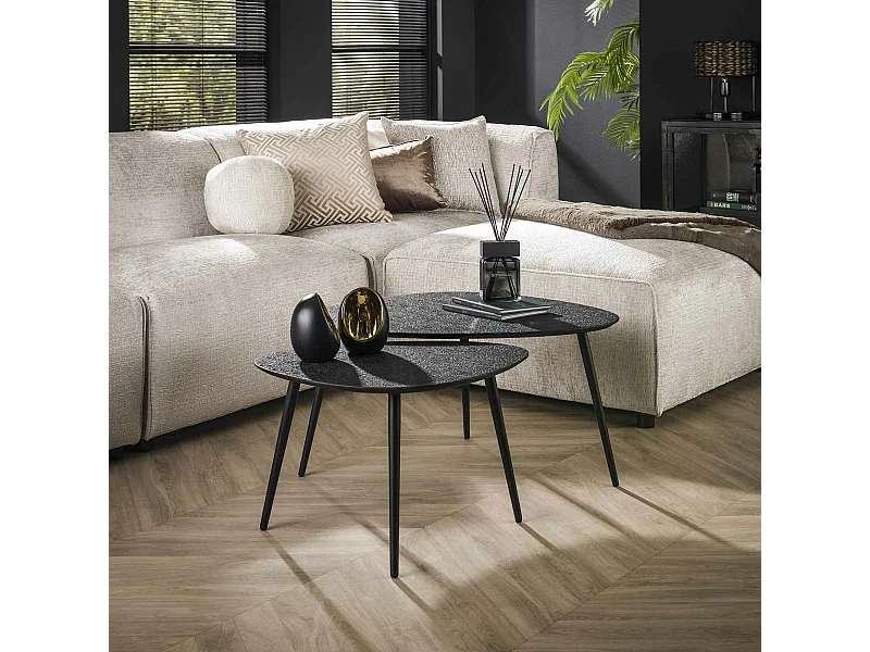 Table basse design organique grise (2 pièces) RALF