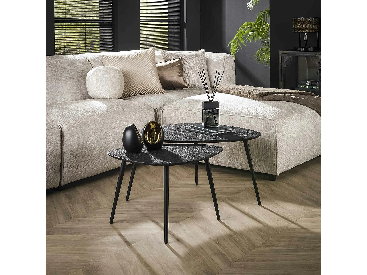 Table basse design organique grise (2 pièces) RALF