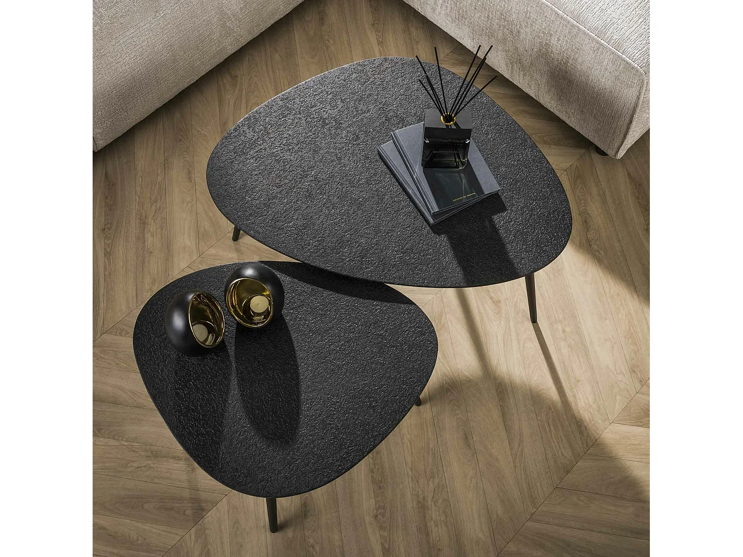 Table basse design organique grise (2 pièces) RALF