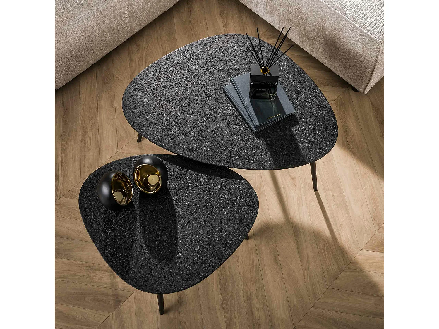 Table basse design organique grise (2 pièces) RALF