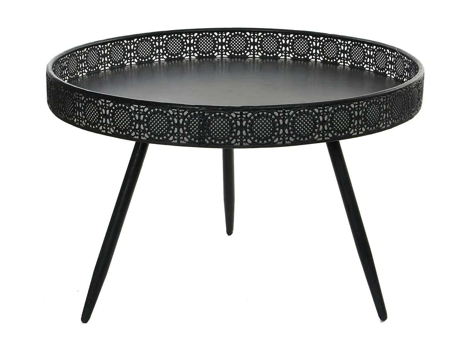 Table basse métal noir motifs ajourés grand modèle