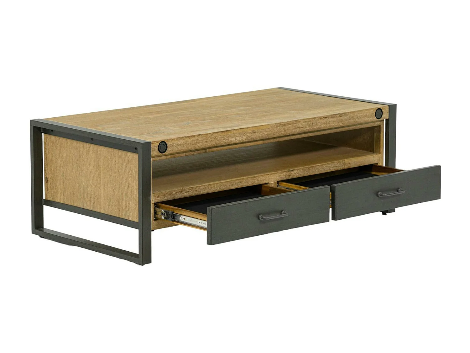 Table basse industrielle bois métal boulons BROOKLYN