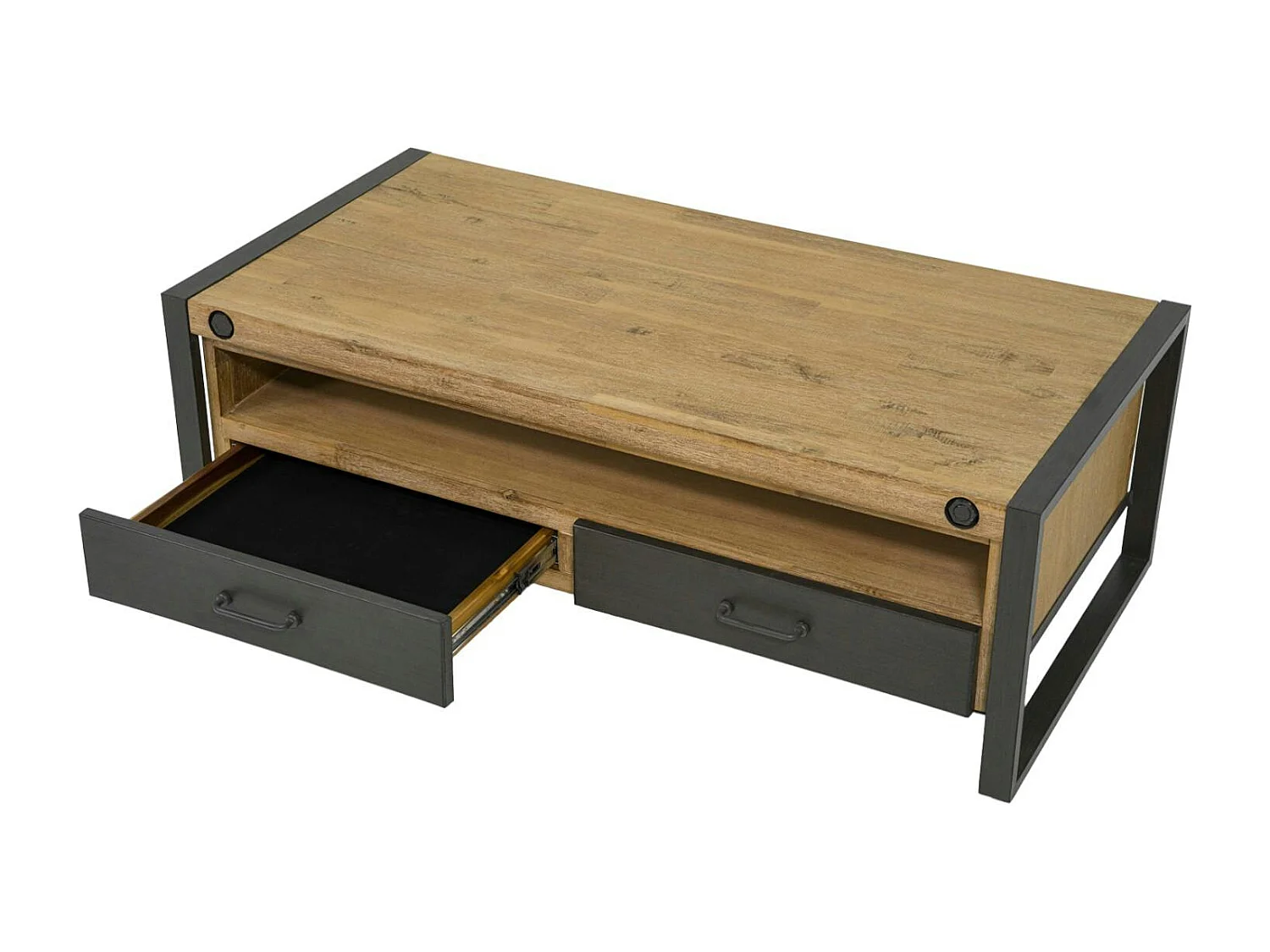 Table basse industrielle bois métal boulons BROOKLYN