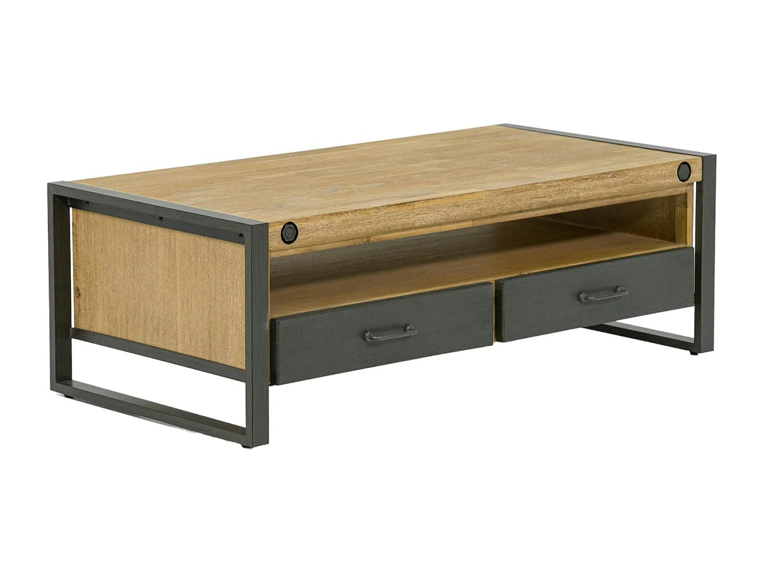 Table basse industrielle bois métal boulons BROOKLYN
