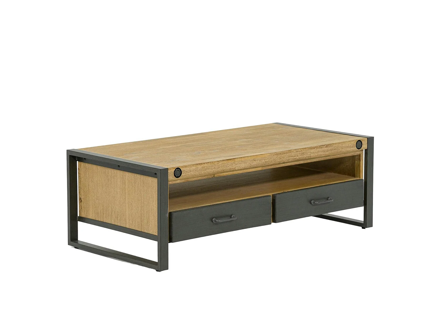 Table basse industrielle bois métal boulons BROOKLYN