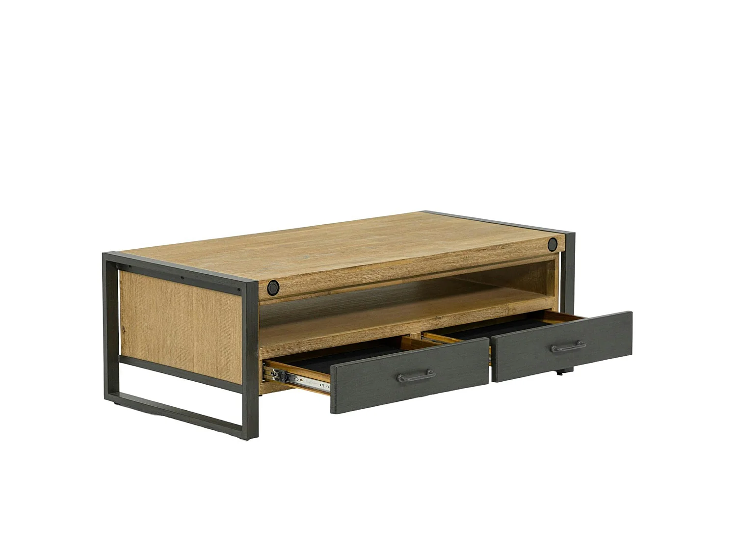 Table basse industrielle bois métal boulons BROOKLYN