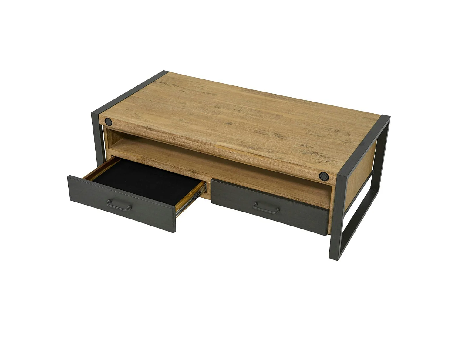 Table basse industrielle bois métal boulons BROOKLYN