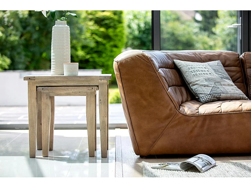 Table gigogne bois recyclé clair SALERNE