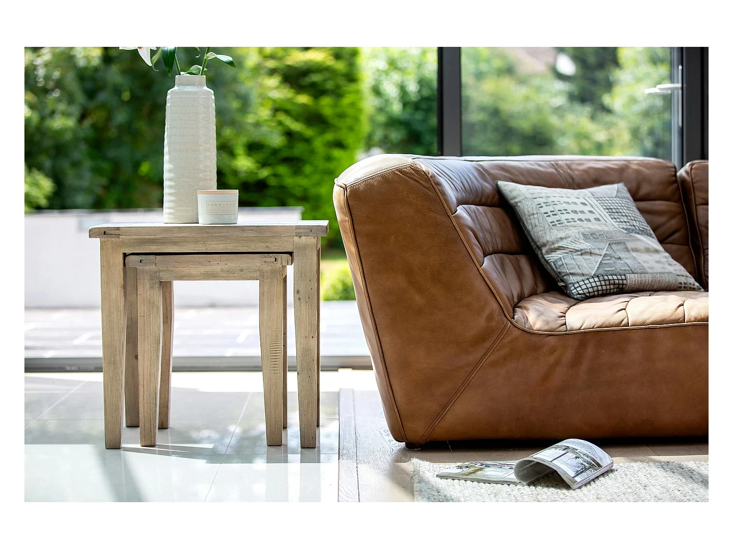 Table gigogne bois recyclé clair SALERNE