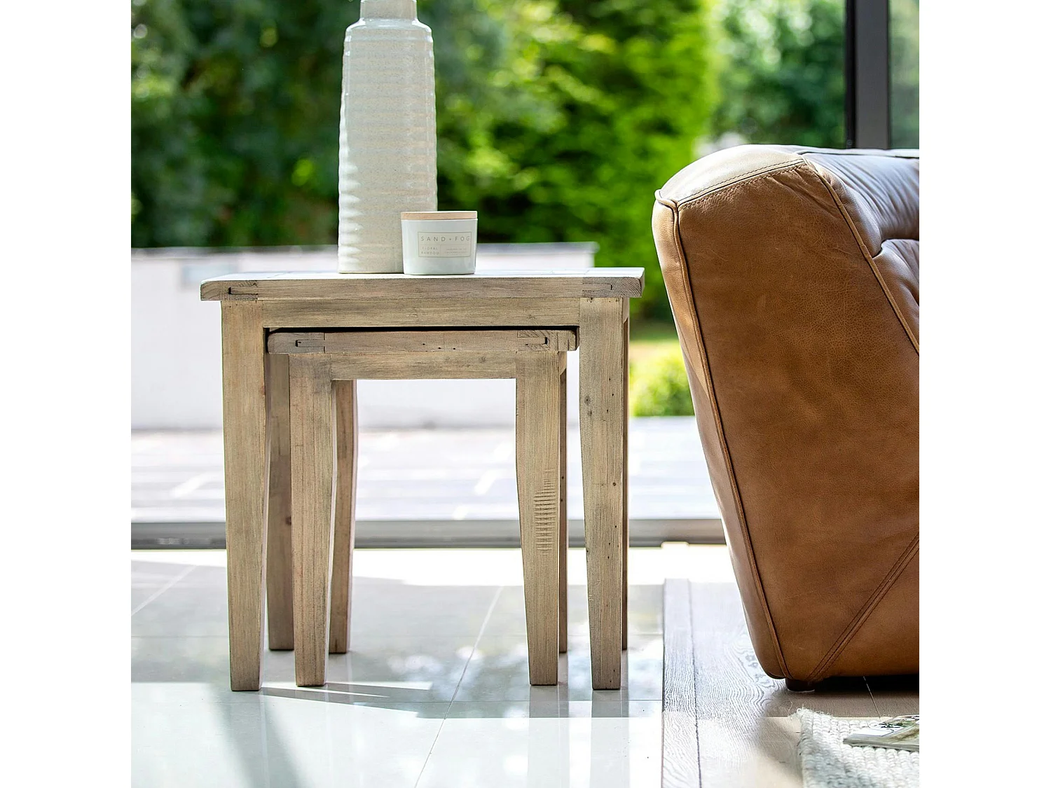 Table gigogne bois recyclé clair SALERNE