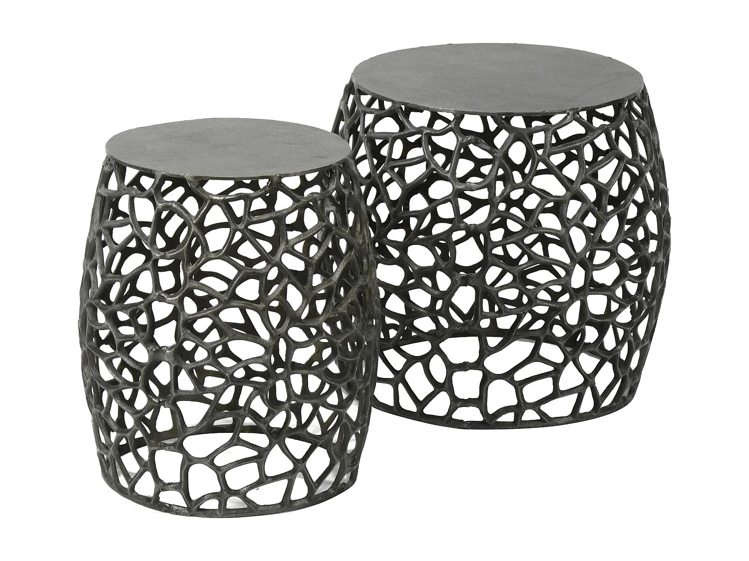 Bout de canapé nickel noir aluminium motifs ajourés (2 pièces)