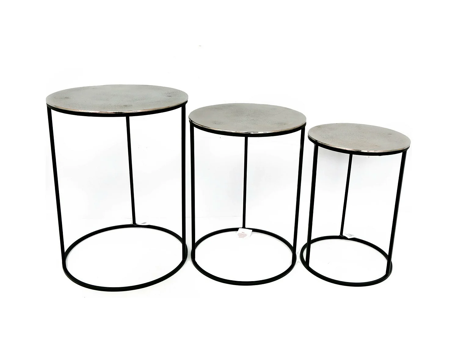 Table gigogne ronde plateau argenté (lot de 3)