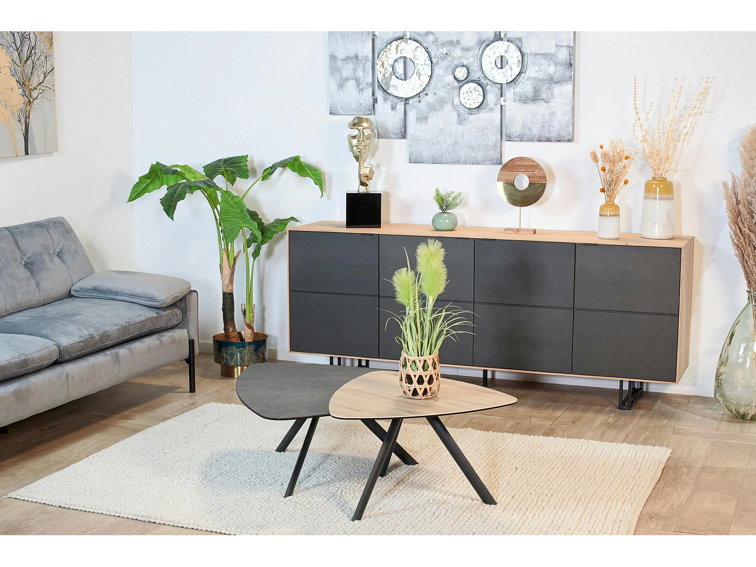 Table basse gigogne en céramique forme design (lot de 2 pièces) LOMBARDIE