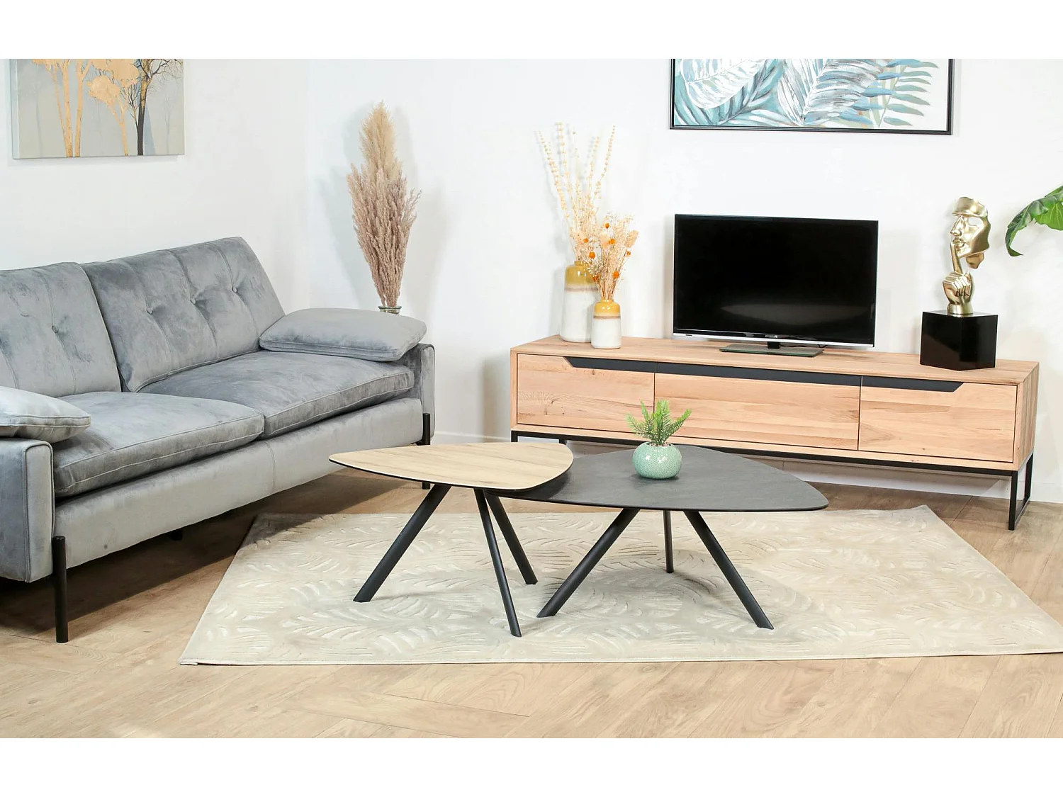 Table basse gigogne en céramique forme design (lot de 2 pièces) LOMBARDIE