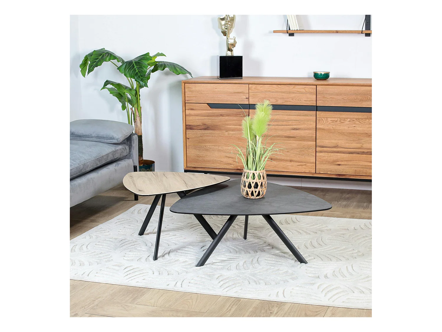 Table basse gigogne en céramique forme design (lot de 2 pièces) LOMBARDIE