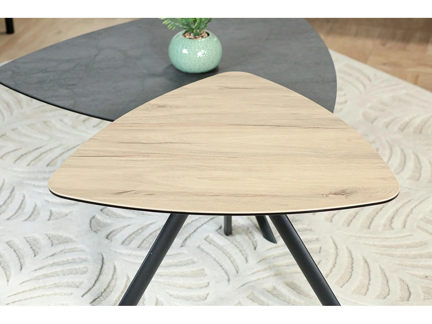 Table basse gigogne en céramique forme design (lot de 2 pièces) LOMBARDIE