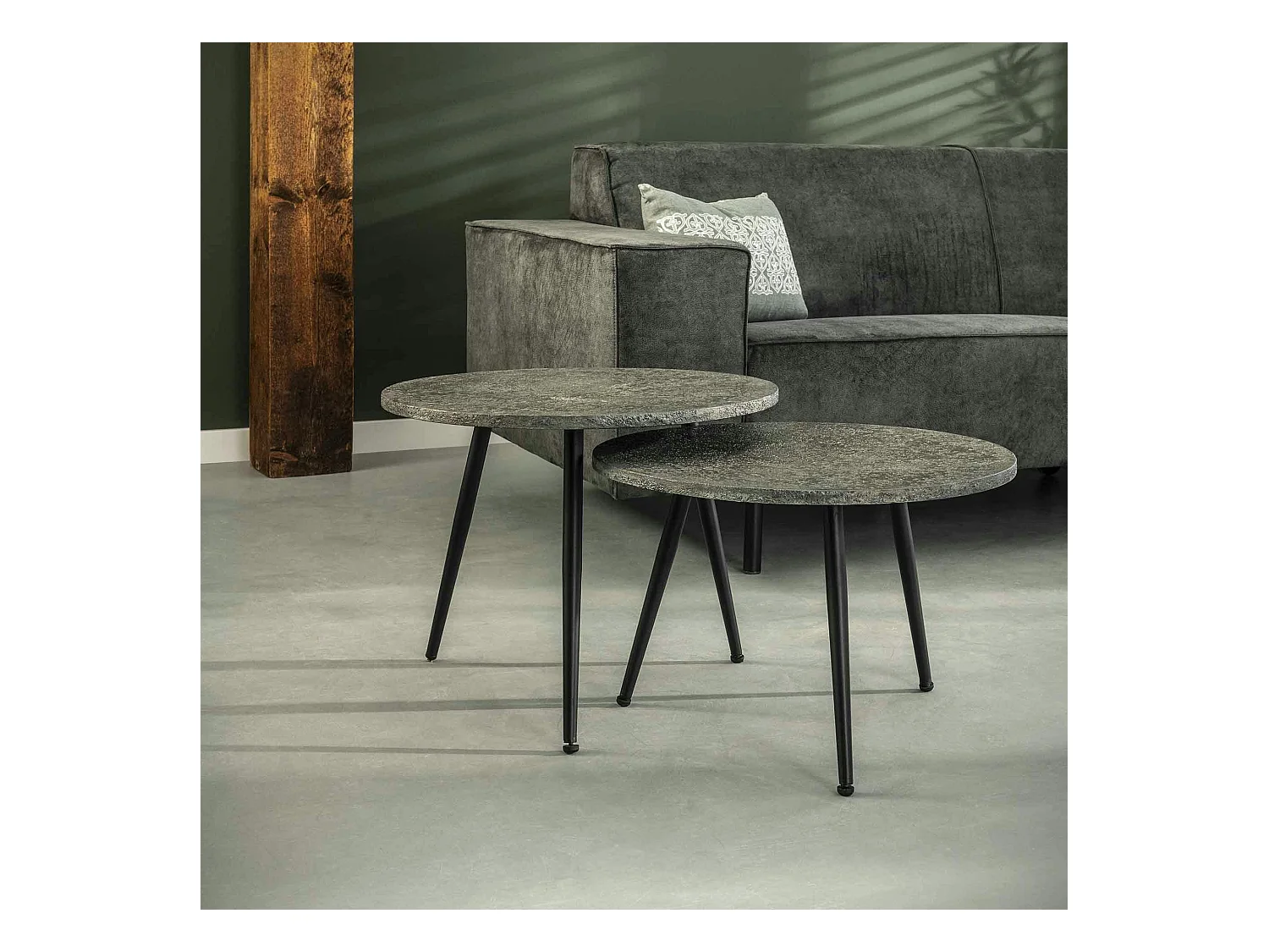 Table gigogne industrielle effet métal (lot de 2)