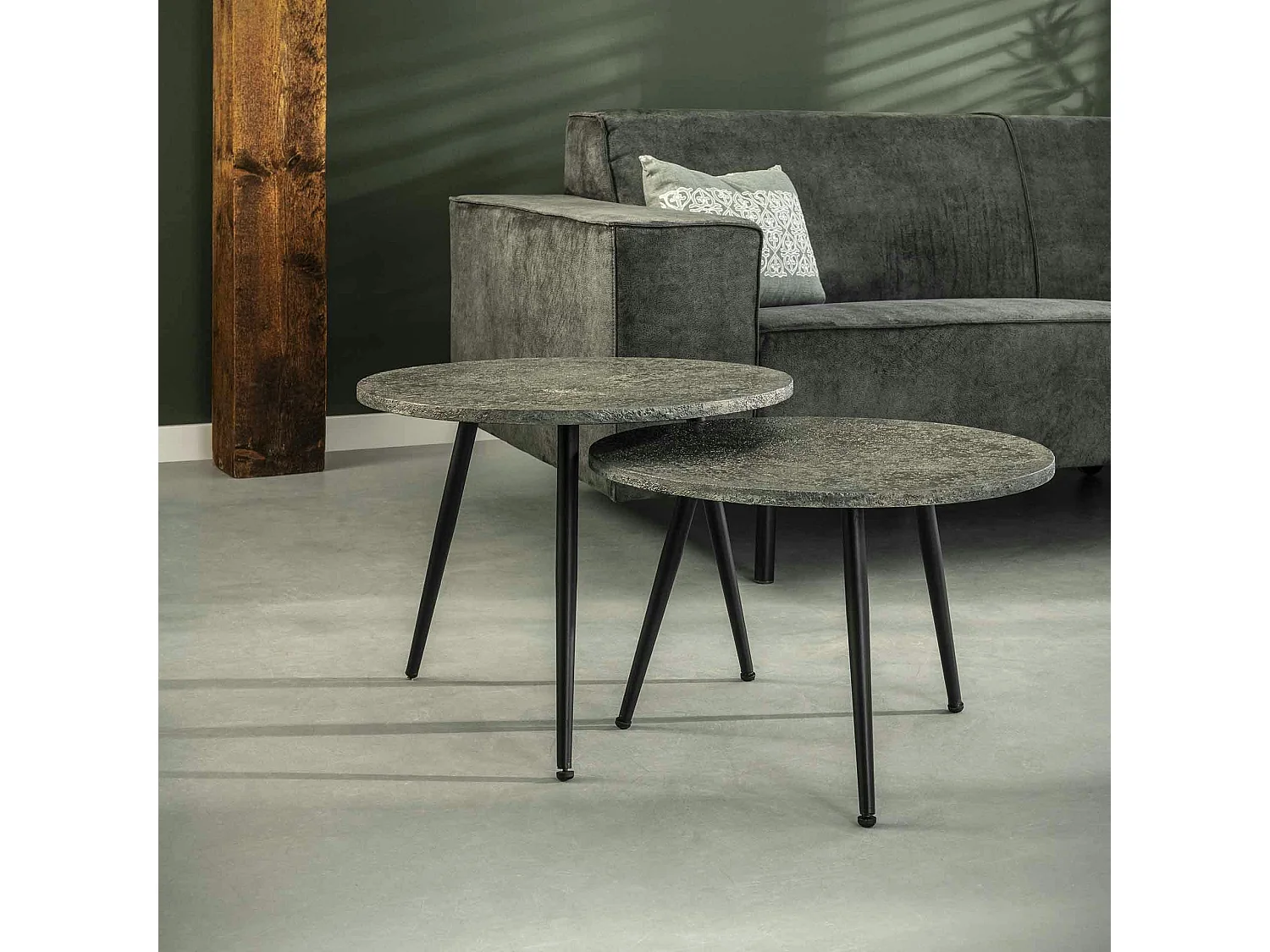 Table gigogne industrielle effet métal (lot de 2)