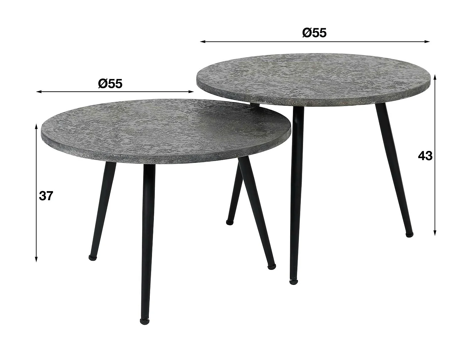 Table gigogne industrielle effet métal (lot de 2)