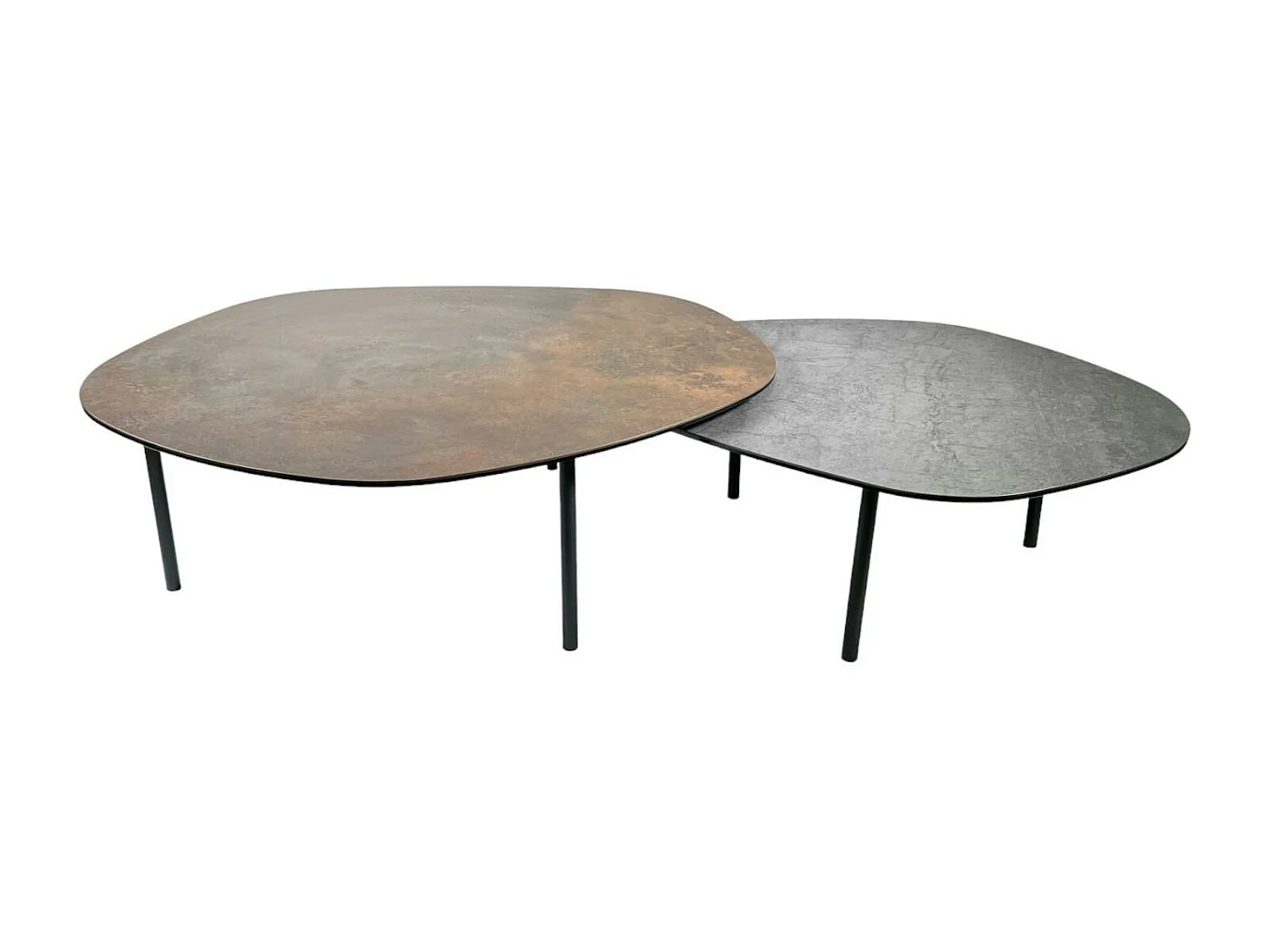 Table basse gigogne en céramique finition ardoise et rouille (lot de 2) LOMBARDIE