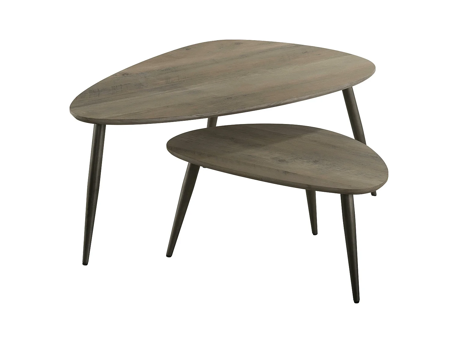 Table d'appoint forme galet effet chêne grisé (2 pièces) HELSINKI