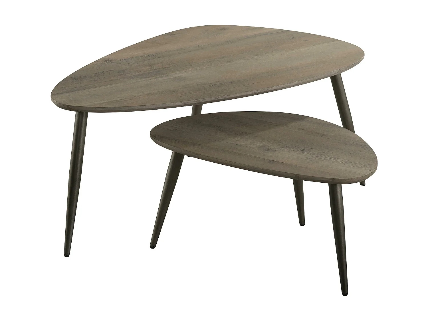 Table d'appoint forme galet effet chêne grisé (2 pièces) HELSINKI