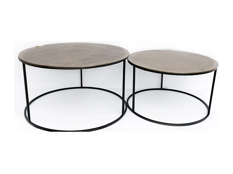 Table gigogne ronde en métal doré (lot de 2)