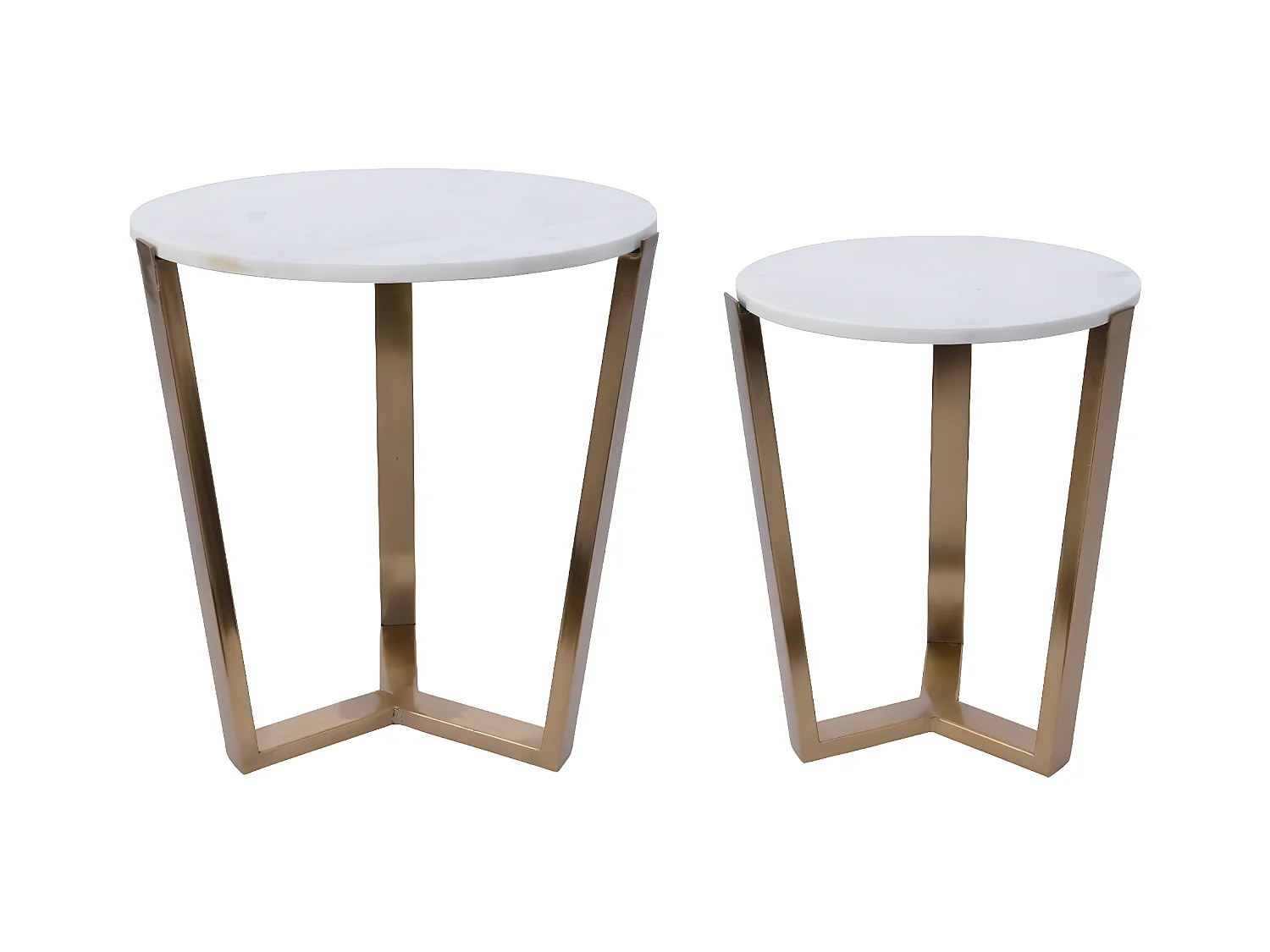 Table gigogne en marbre blanc (2 pièces)