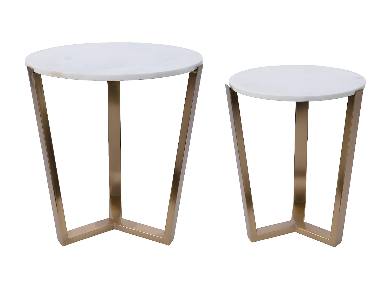 Table gigogne en marbre blanc (2 pièces)