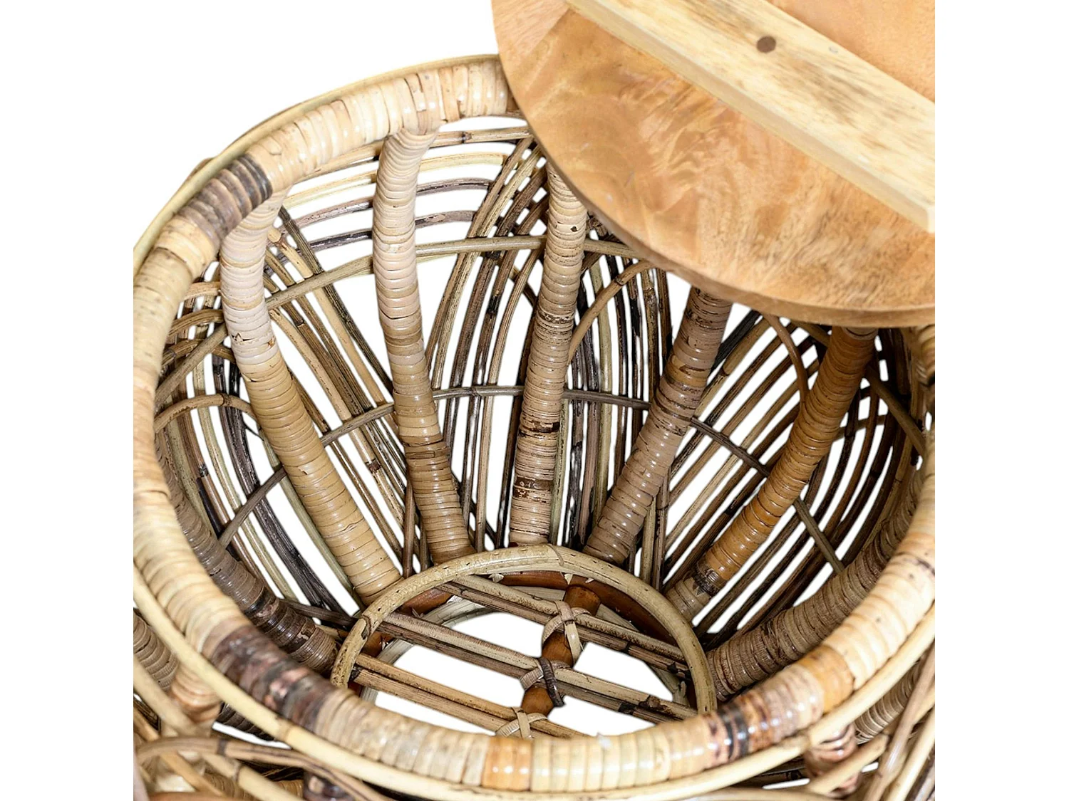 Table basse ronde en rotin (lot de 2)