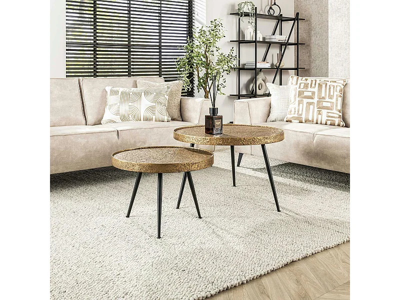 Table gigogne industrielle effet métal doré (lot de 2)