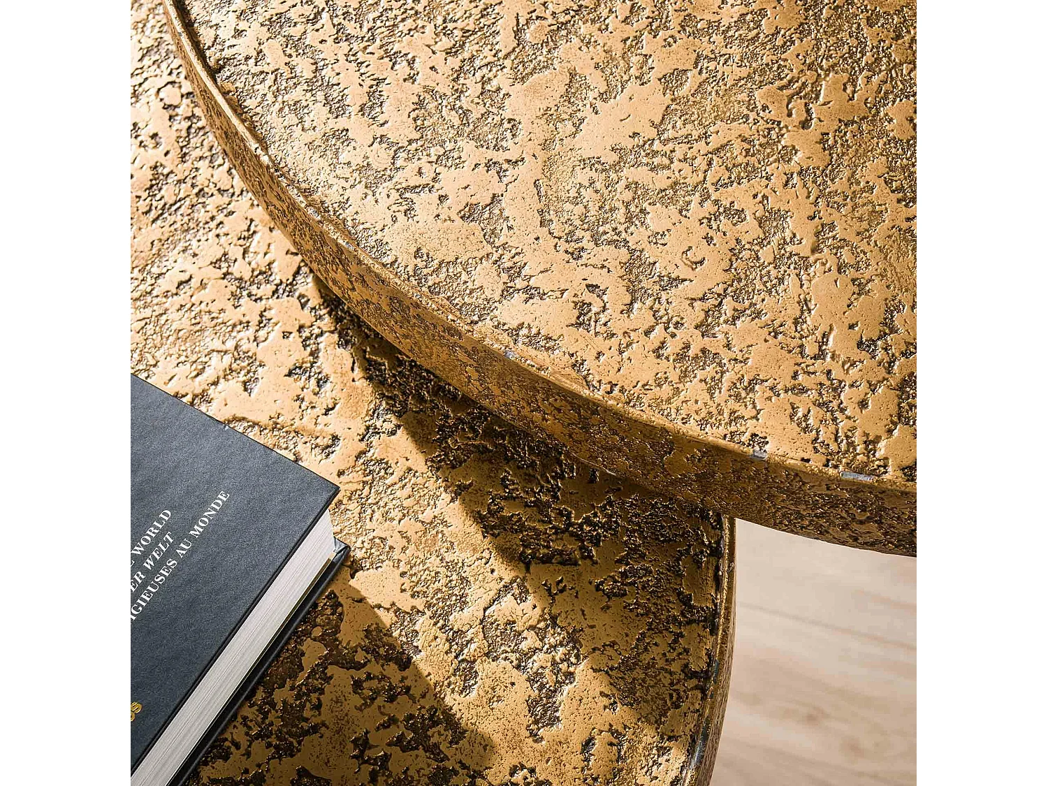 Table gigogne industrielle effet métal doré (lot de 2)