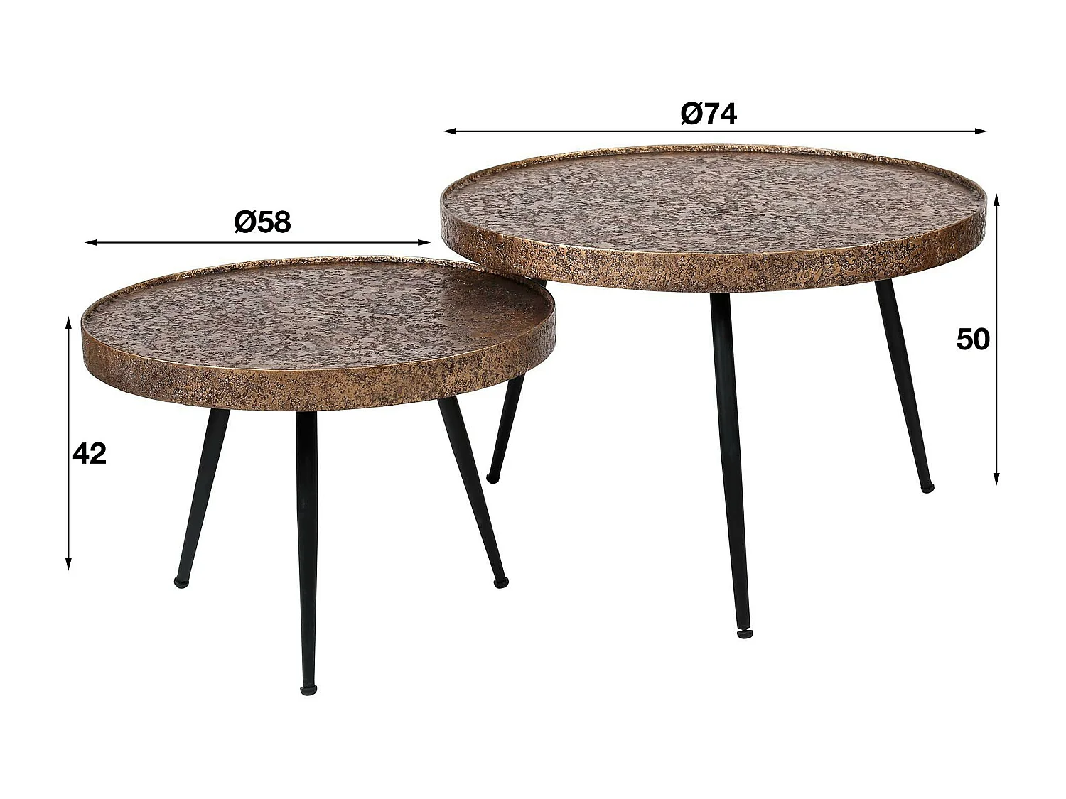 Table gigogne industrielle effet métal doré (lot de 2)