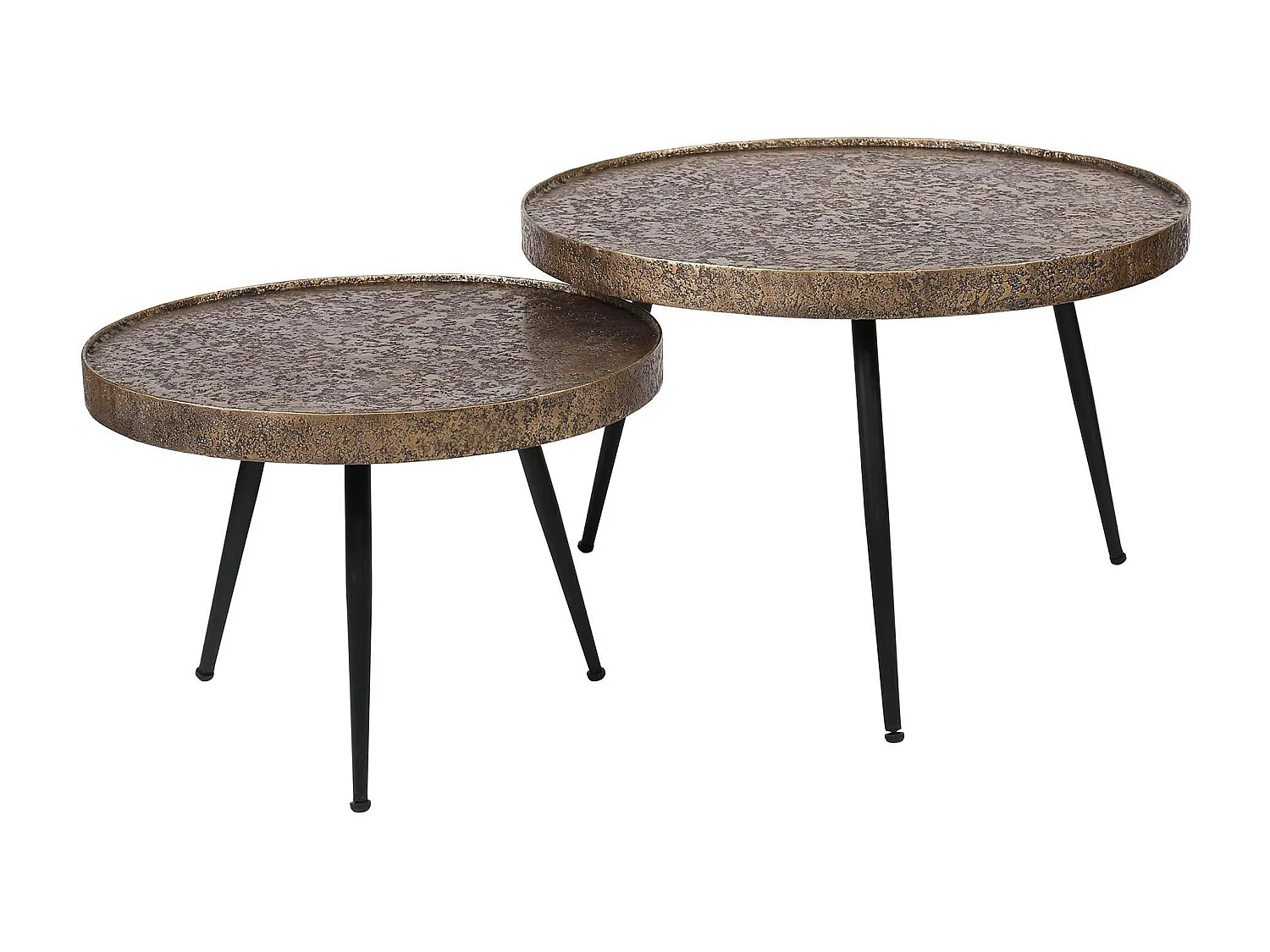 Table gigogne industrielle effet métal doré (lot de 2)